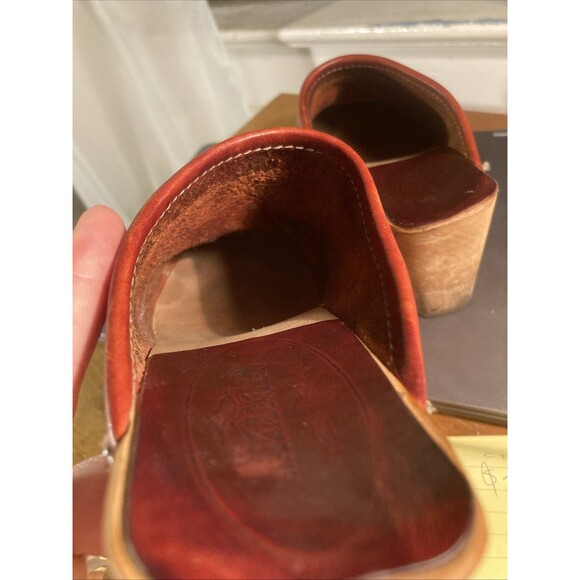 Classic Clogs Rust 3” Heel Wooden Swedish Hasbeens Sandals Womens US 8 EU 39 - Picture 12 of 14